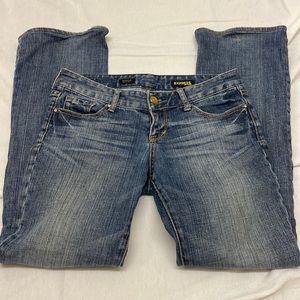 Express Stella Boot Leg Jeans with Lion and Rhinestones